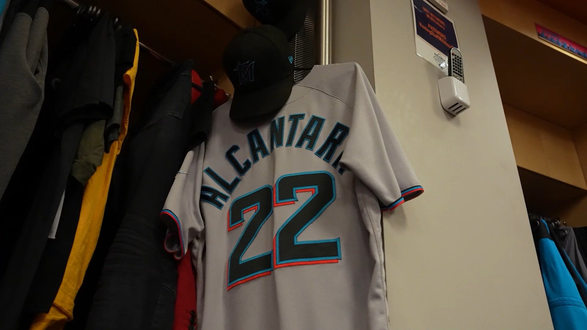 Alcantara's number 22 jersey hanging in his locker, a still from 22